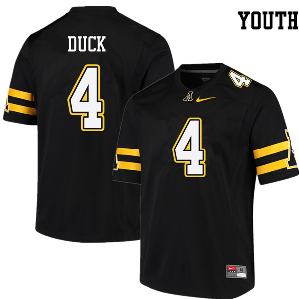 Youth #4 Clifton Duck Appalachian State Mountaineers College Football Jerseys Sale-Black